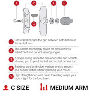 Hobie RAM DBL BALL SOCKET ARM 1.5" P